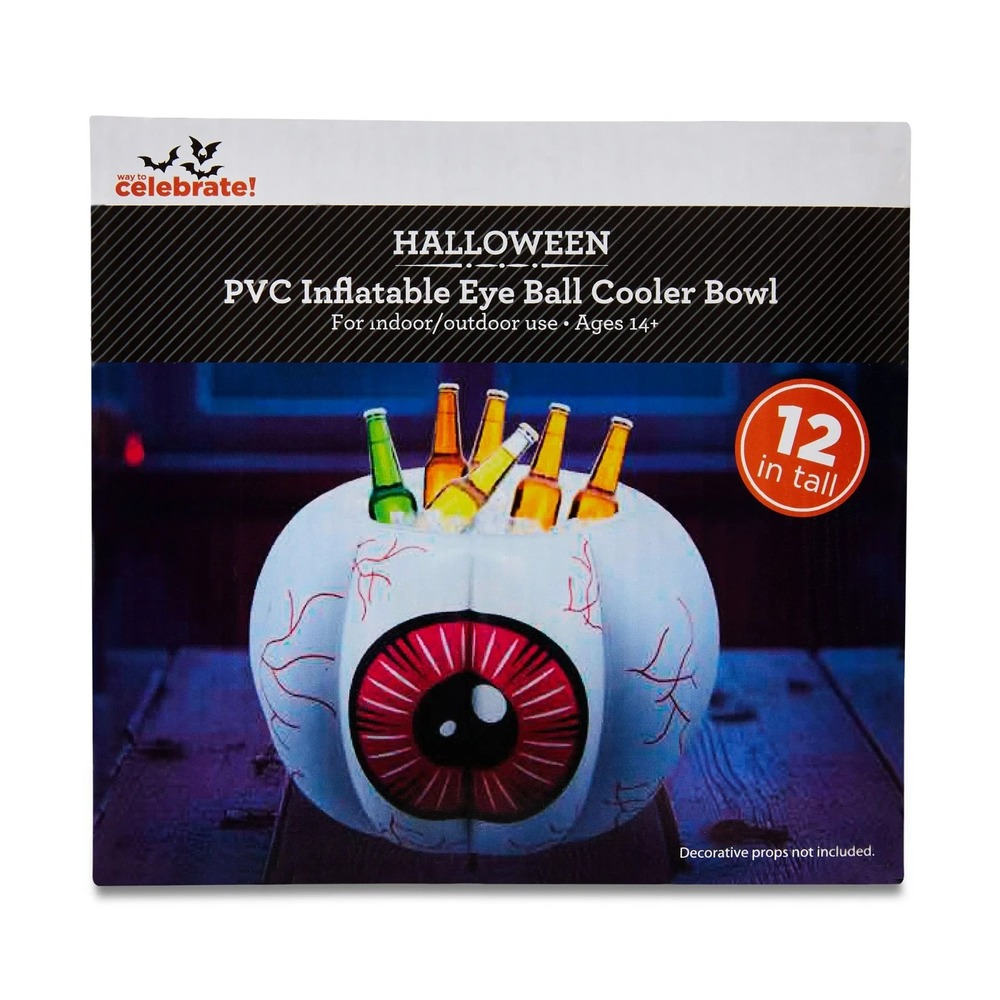 PVC Inflatable Eye Ball Cooler Bowl, 12", Pink, Summer‎ Frights